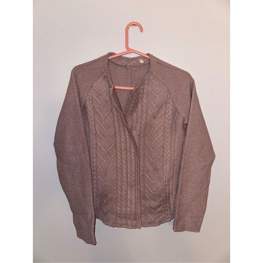 Knitted & Knotted Anthropologie Boiled wool Zip Caridgan Mauve Small
